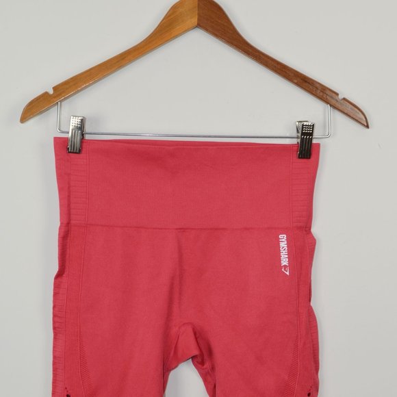 Gymshark Energy + Seamless Coral Red Cropped Perforated Leggings - Picture 4 of 7